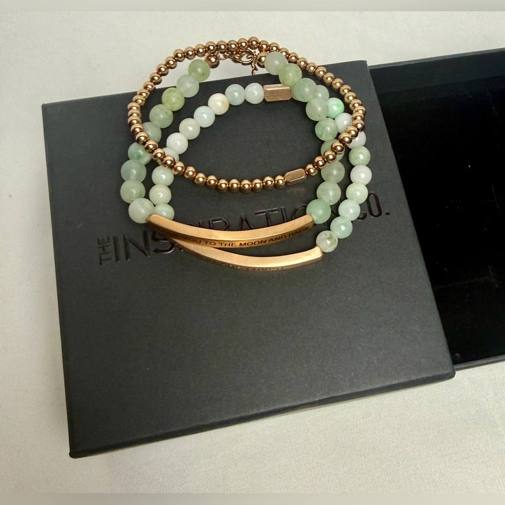 The Inspirational Co. Bracelet Set with Green and Gold Beads - Picture 2 of 4